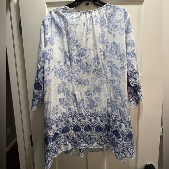 Soft Surroundings Cotton Nimes Floral Eyelet Tunic - Picture 16 of 16